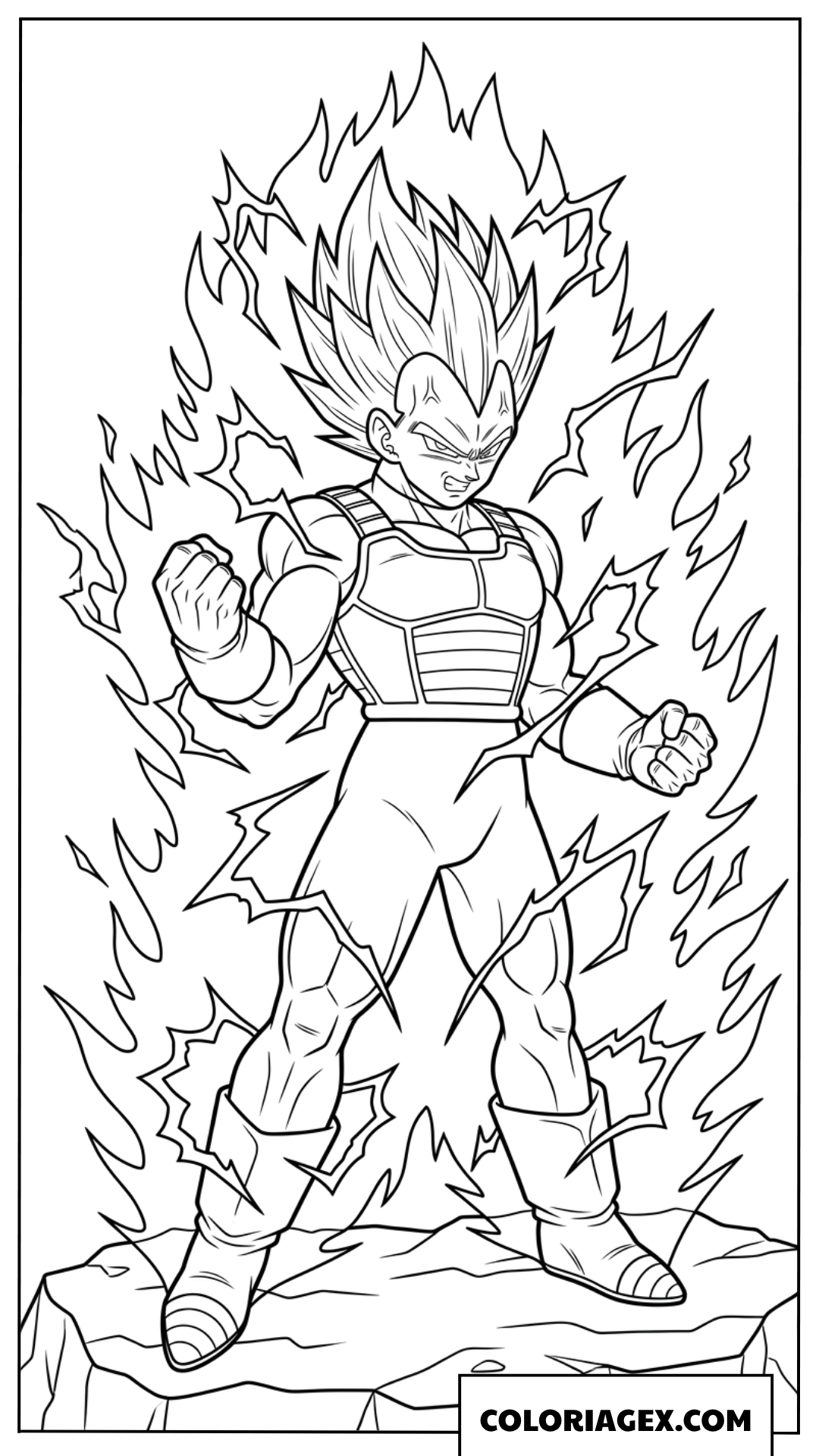 Dessin Vegeta Cheveux Herisses Aura Puissante