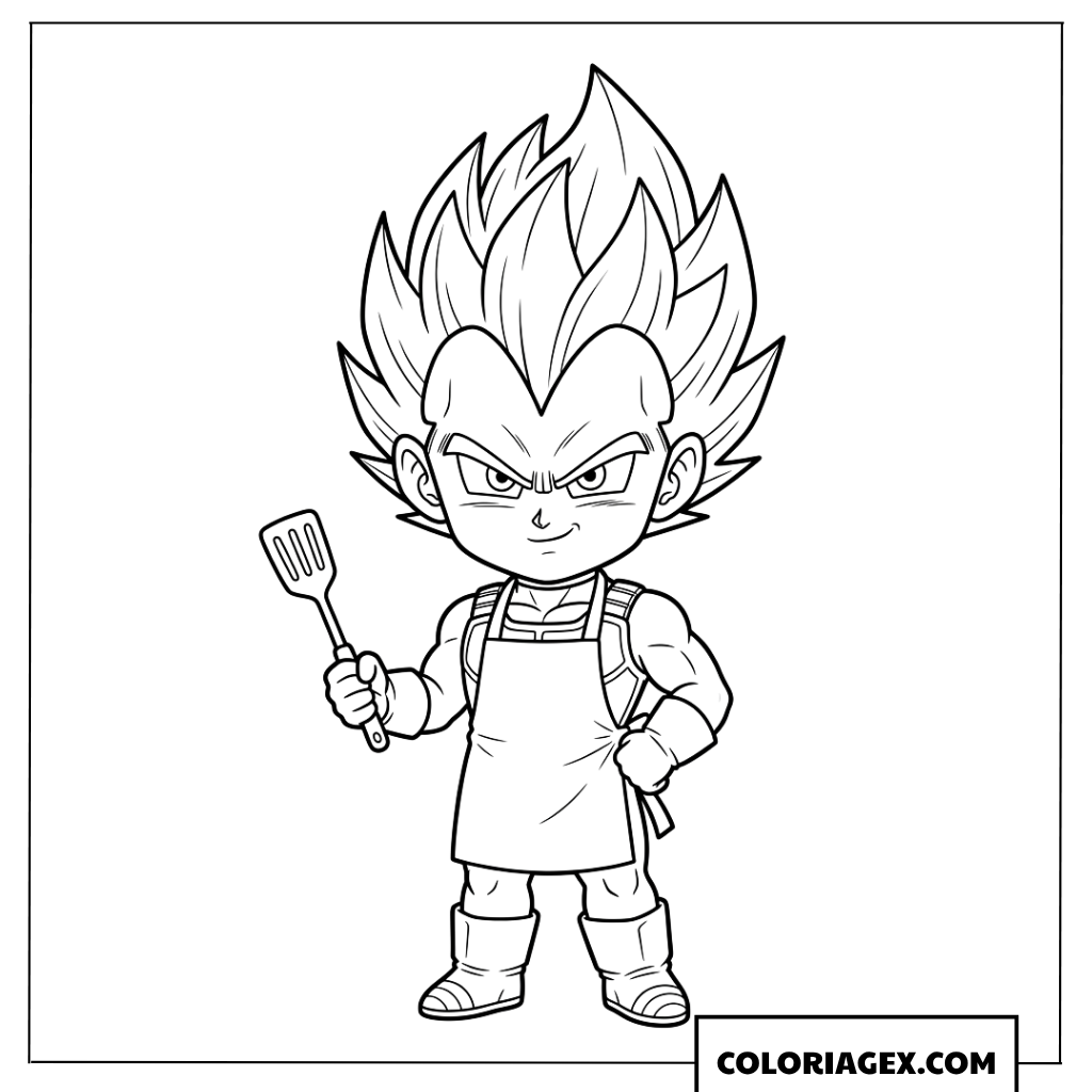 Dessin Vegeta Chibi Portant un Tablier
