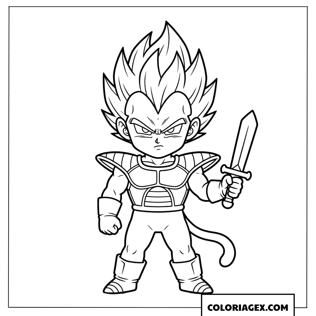 Dessin Vegeta Chibi Tenant une epee