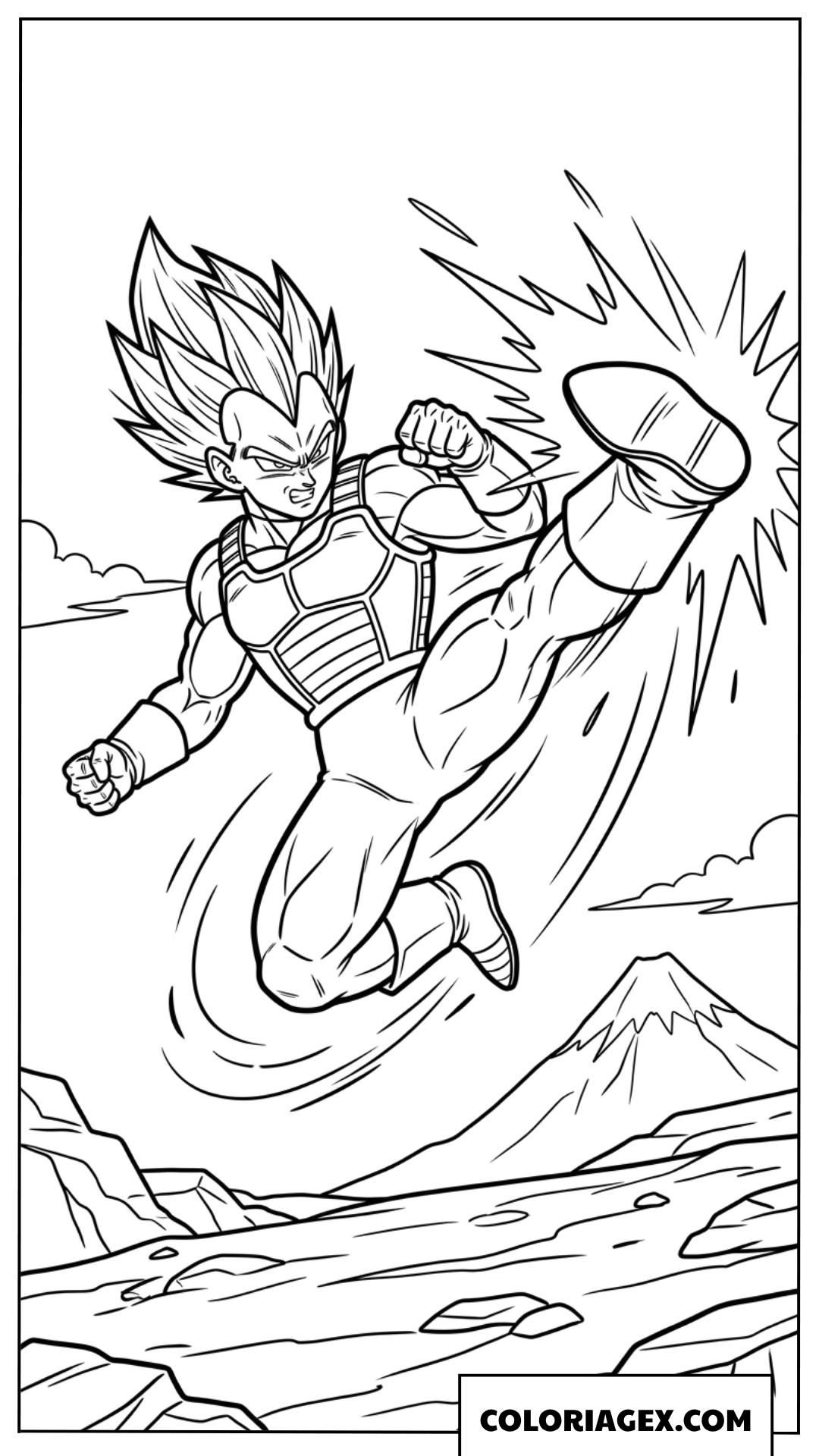 Dessin Vegeta Coup de Pied Attaque Redoutable