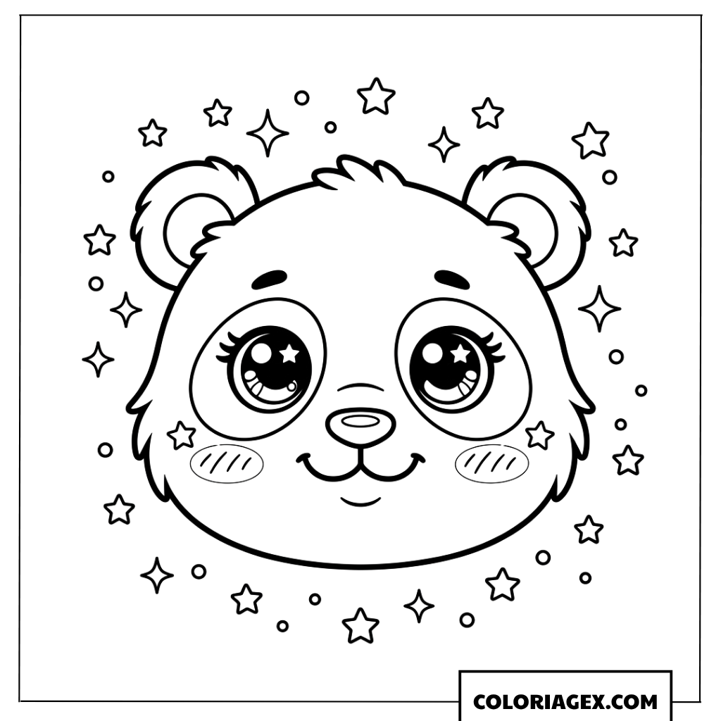 Dessin Visage de panda mignon aux yeux scintillants d etoiles