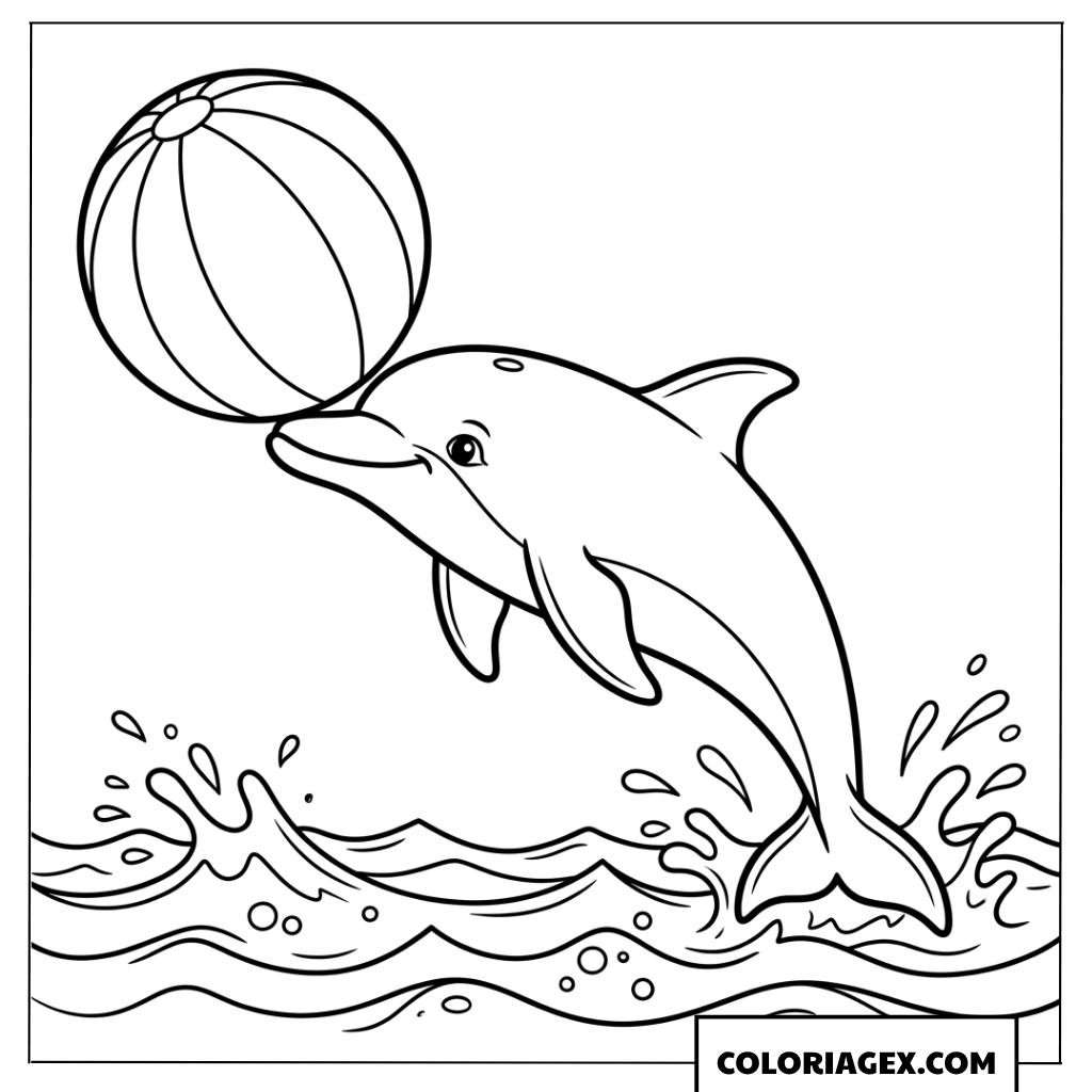 Dessin d un dauphin amusant avec un ballon