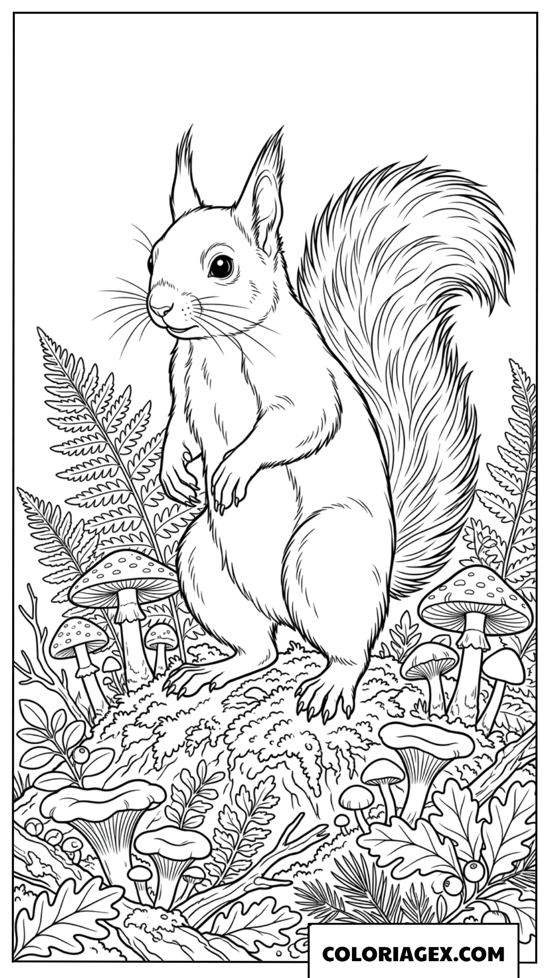 Dessin d un ecureuil debout dans la foret automnale