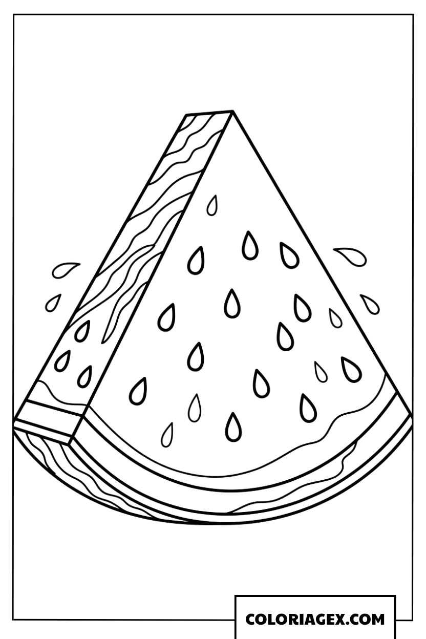Dessin d une tranche de pasteque juteuse a colorier