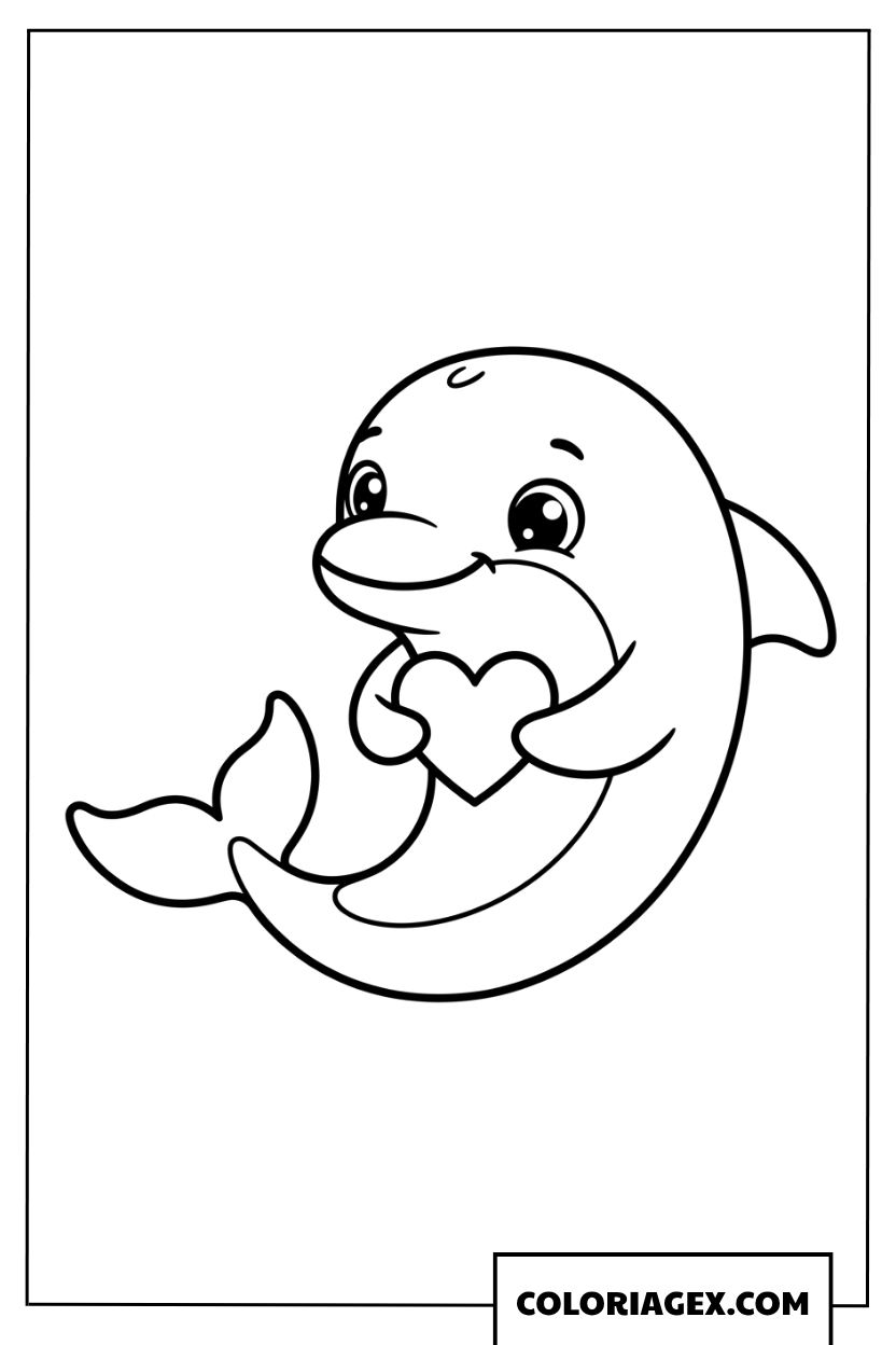Dessin dauphin avec un coeur