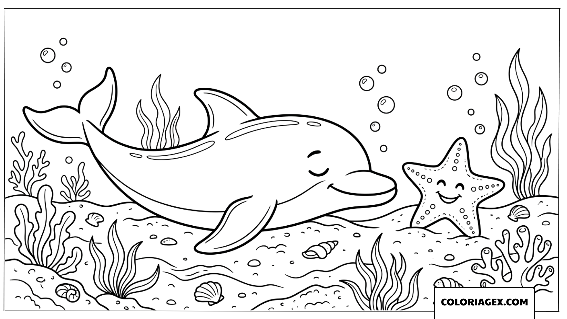 Dessin dauphin se reposant au fond de la mer