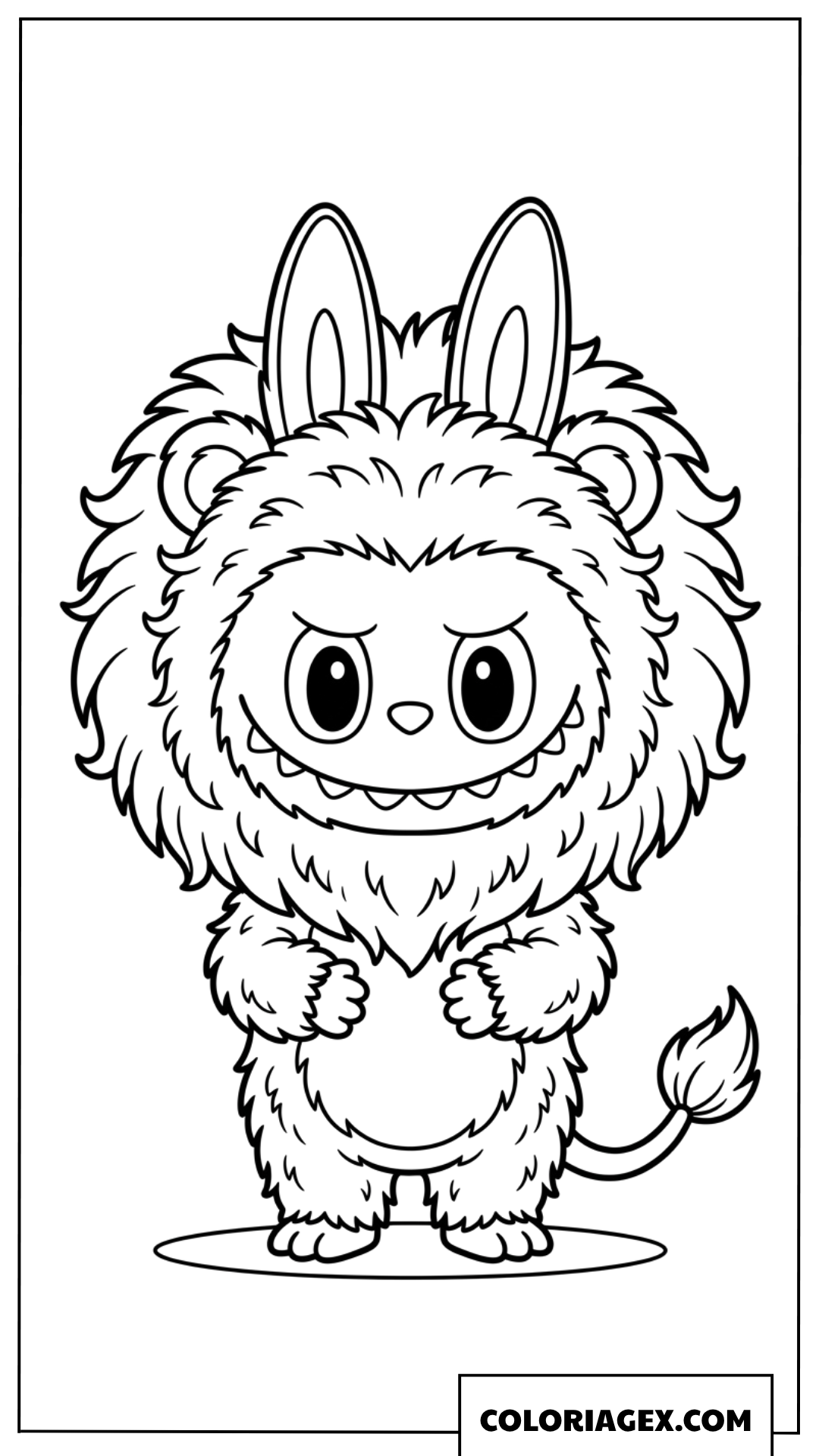 Dessin de Labubu portant un costume de lion très mignon