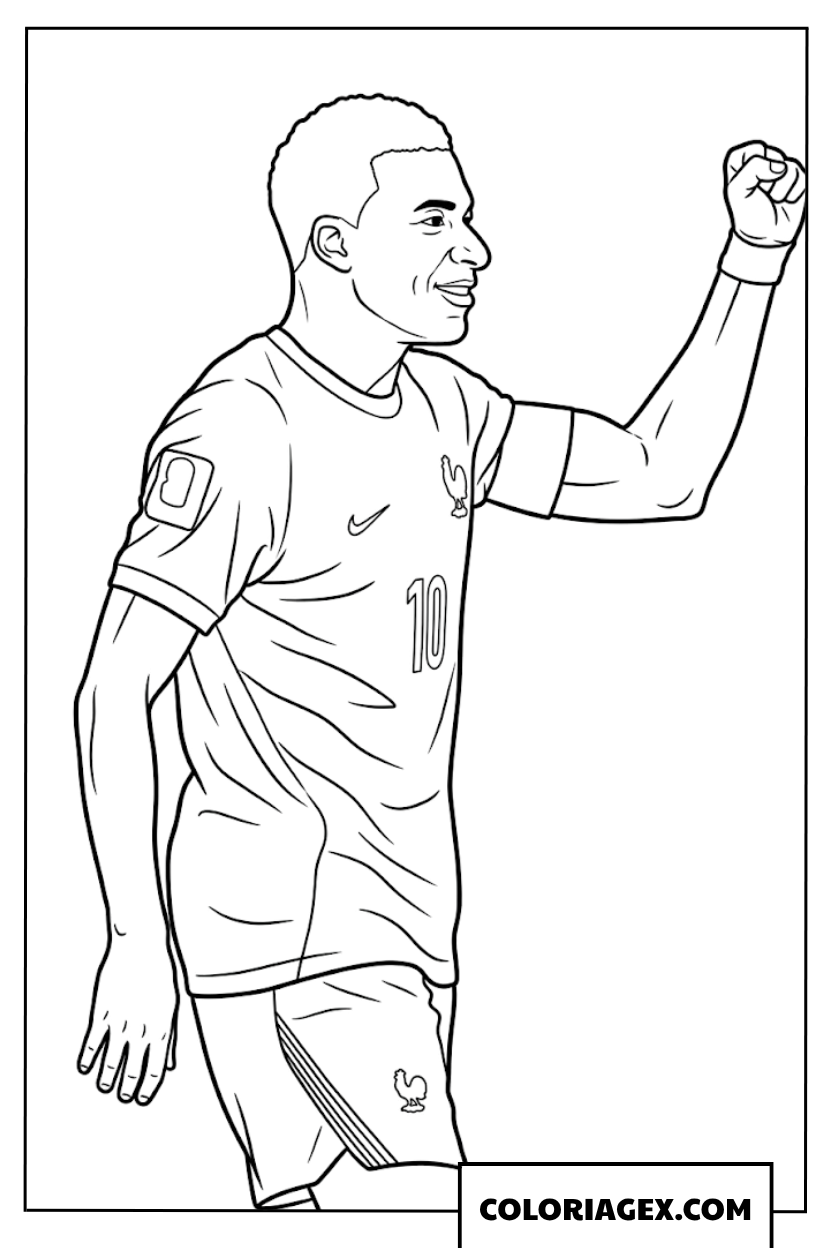 Dessin de Mbappe celebrant son but inspirant