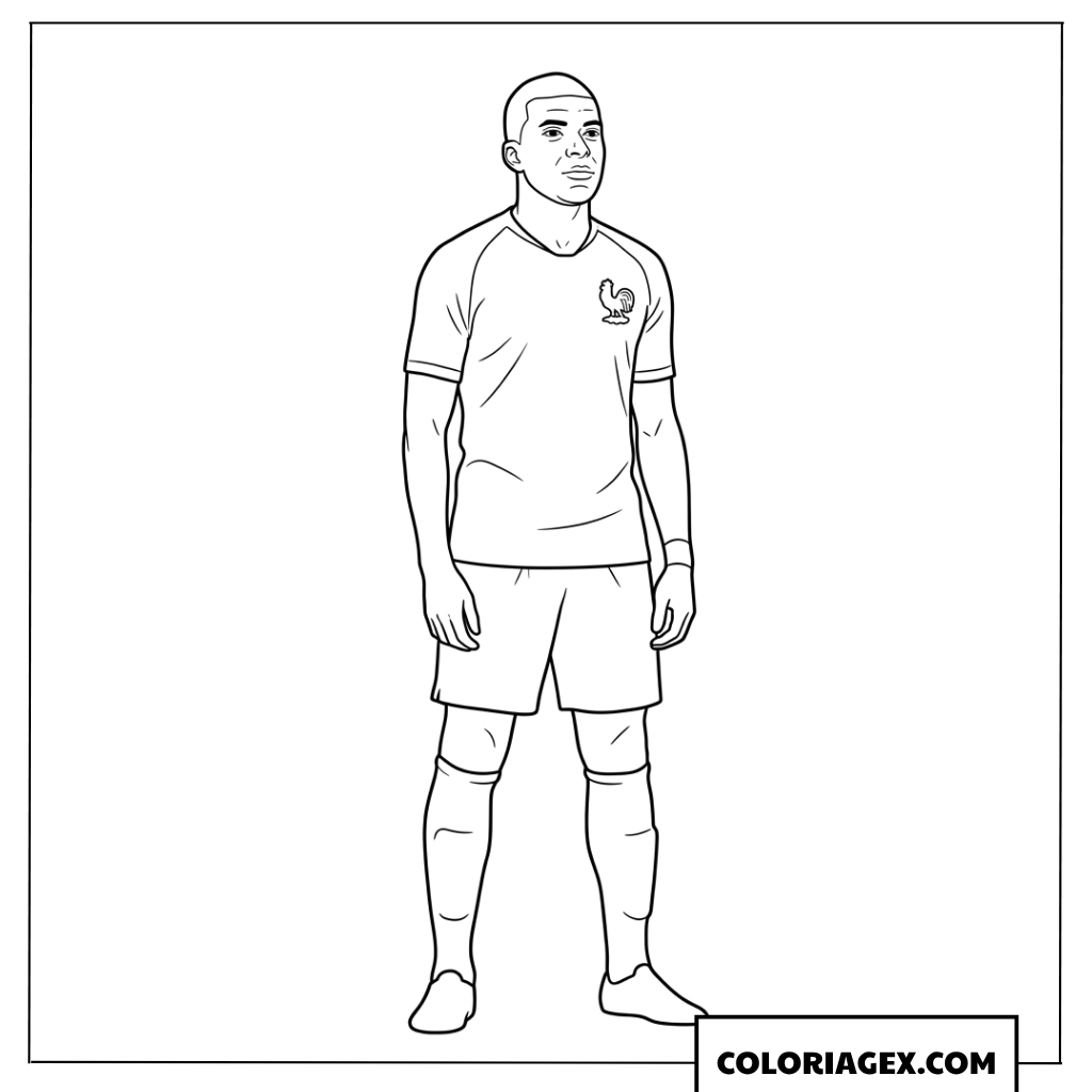 Dessin de Mbappe en tenue officielle de la France