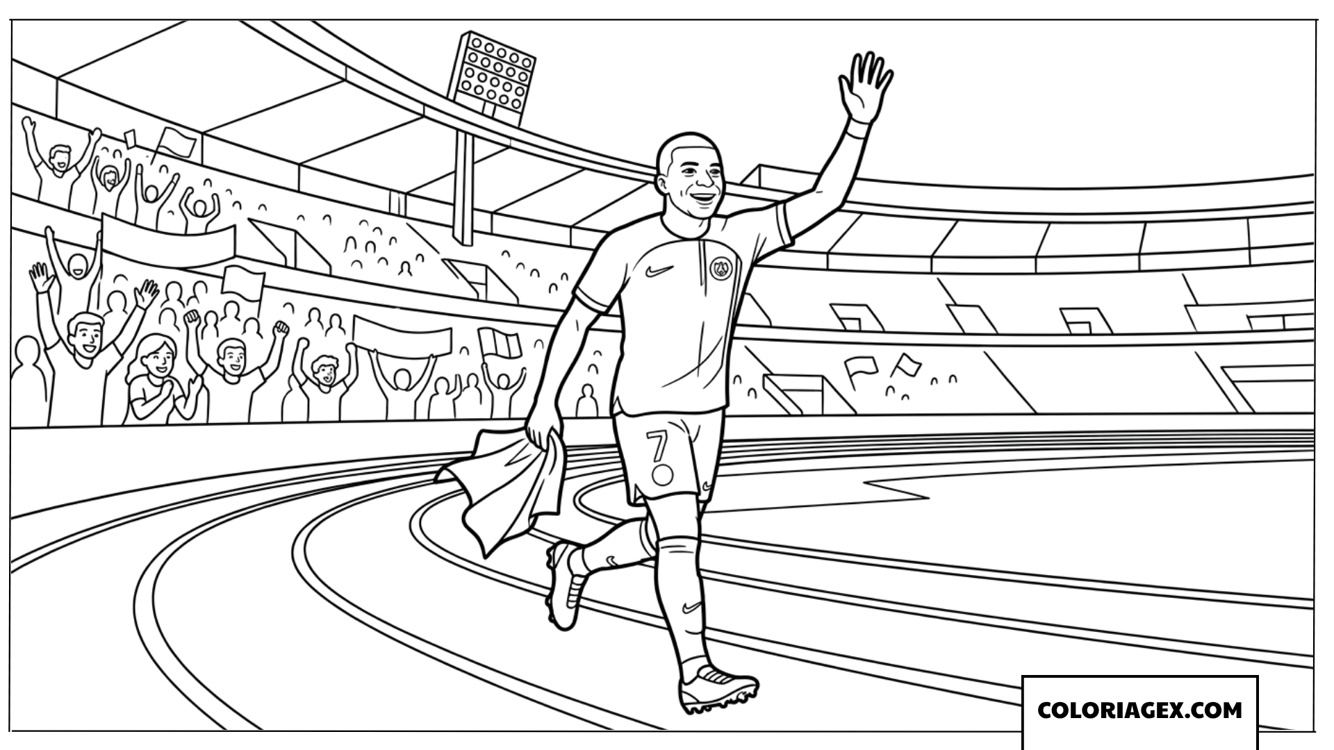 Dessin de Mbappe faisant un tour d honneur