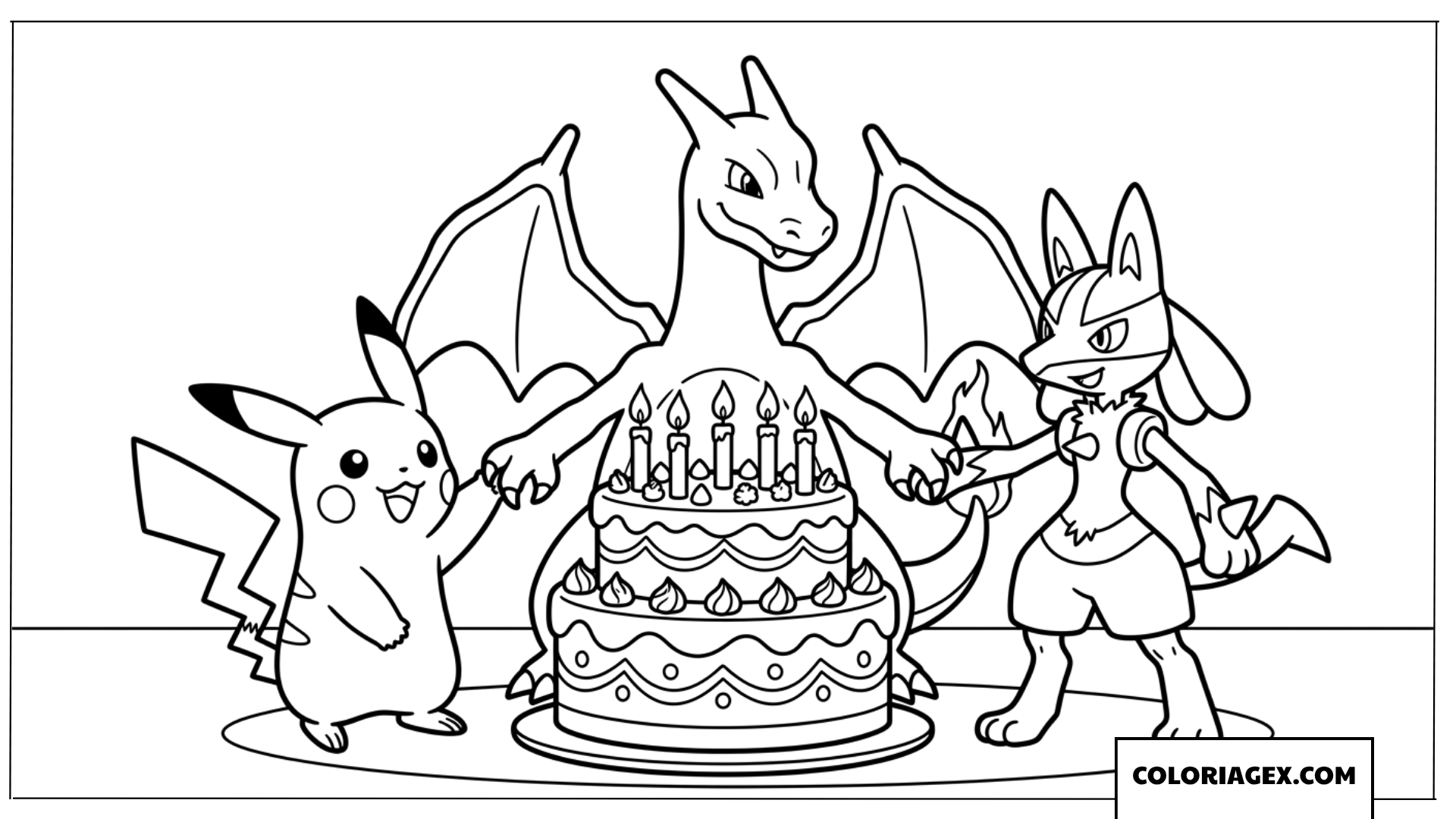 Dessin de Pokemon célébrant un anniversaire