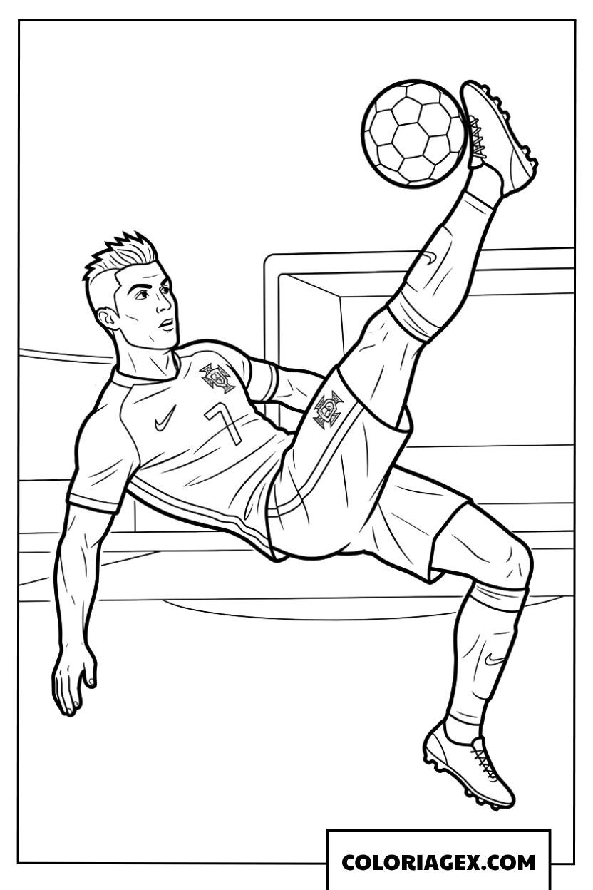 Dessin de Ronaldo Portugal effectuant un retourné acrobatique