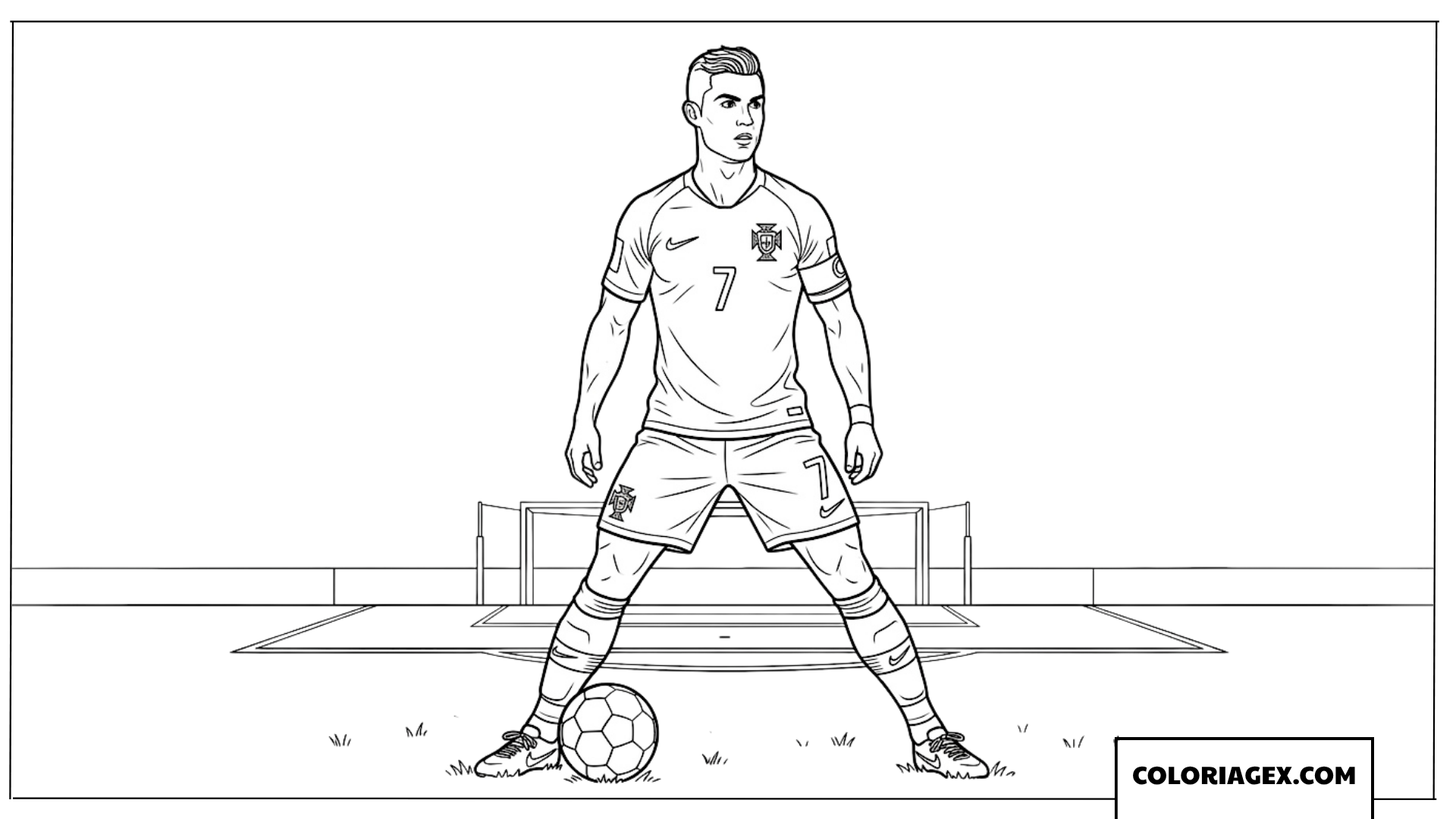 Dessin de Ronaldo Portugal en position prête pour le match