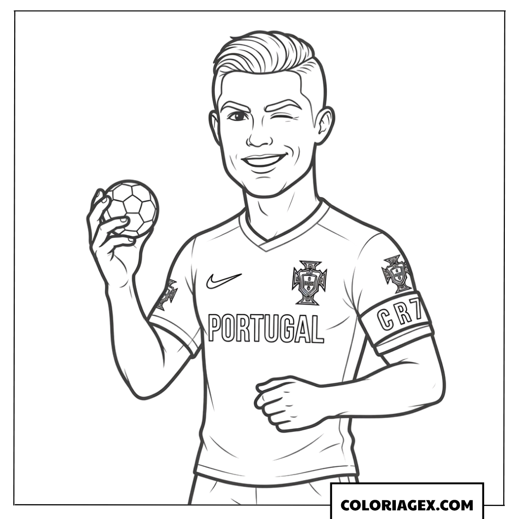 Dessin de Ronaldo Portugal en version dessin animé espiègle