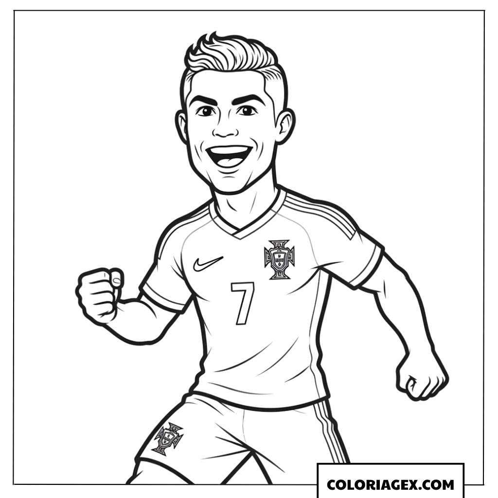 Dessin de Ronaldo Portugal style cartoon plein d'énergie
