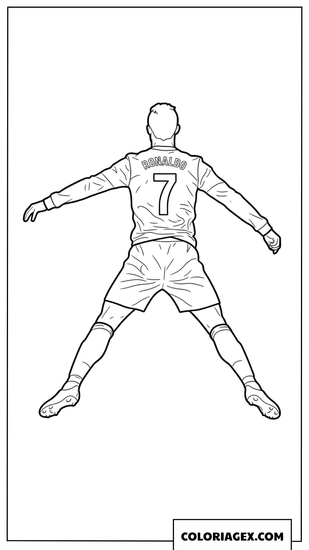 Dessin de Ronaldo de dos effectuant la celebration SIUU à colorier