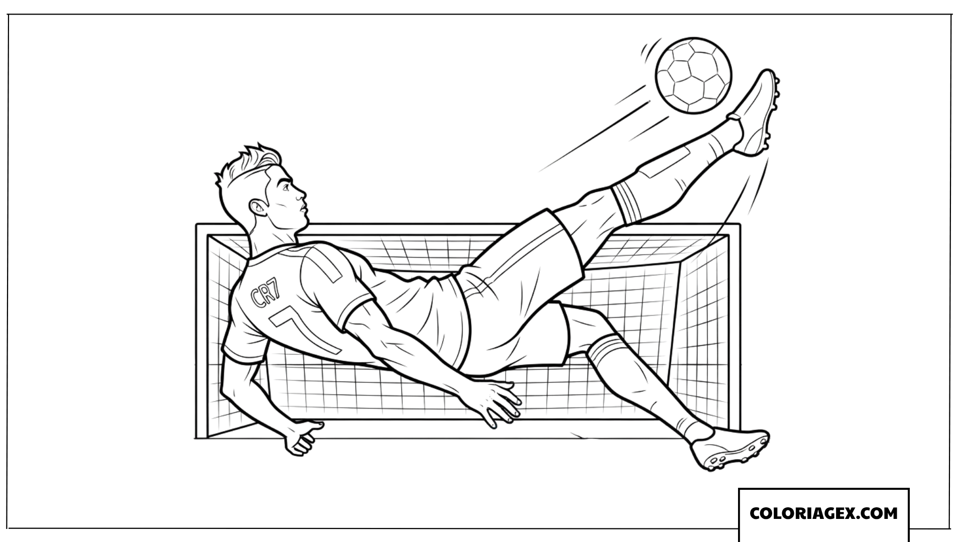 Dessin de Ronaldo effectuant un retourné acrobatique spectaculaire
