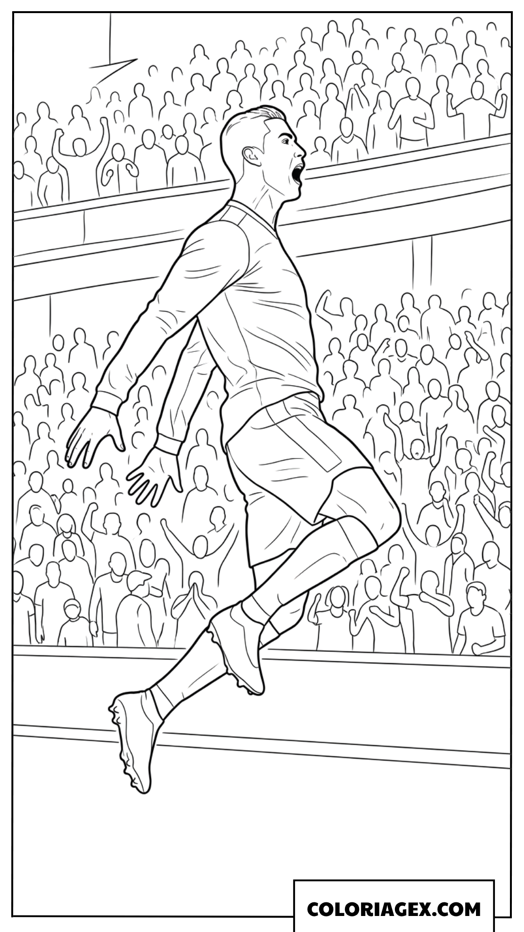 Dessin de Ronaldo effectuant un saut de celebration dans les airs