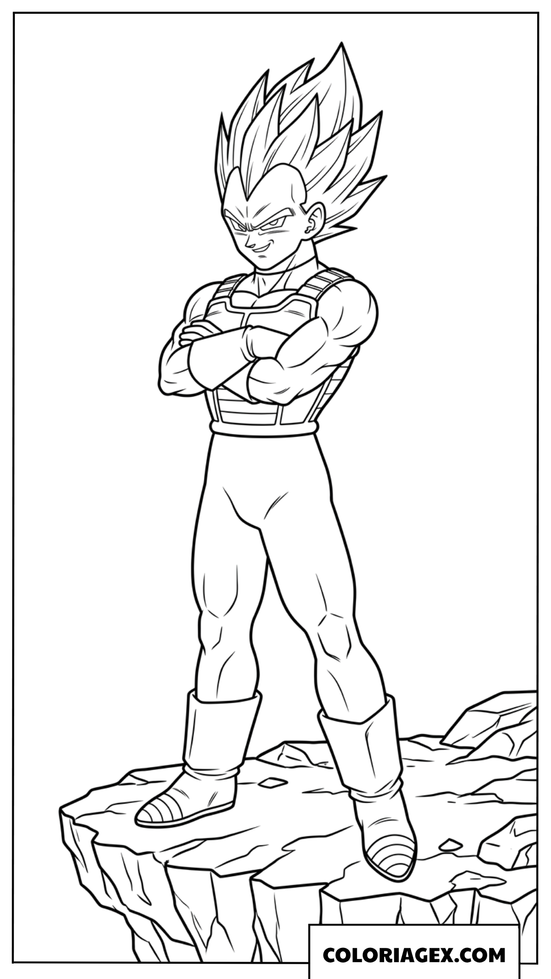 Dessin de Vegeta croisant les bras avec un sourire en coin