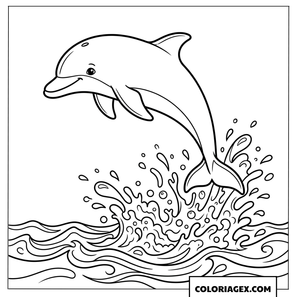 Dessin de dauphin joyeux sautant hors de leau en ete