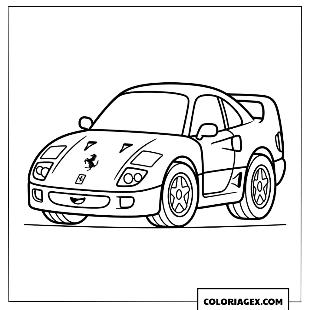 Dessin de la petite voiture sportive Ferrari pour enfant