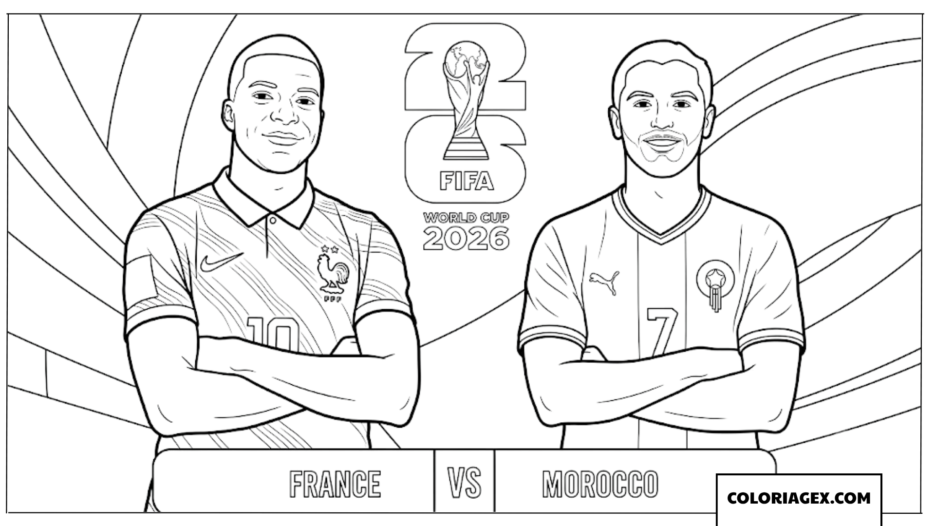 Dessin de la star Mbappe face au joueur du Maroc
