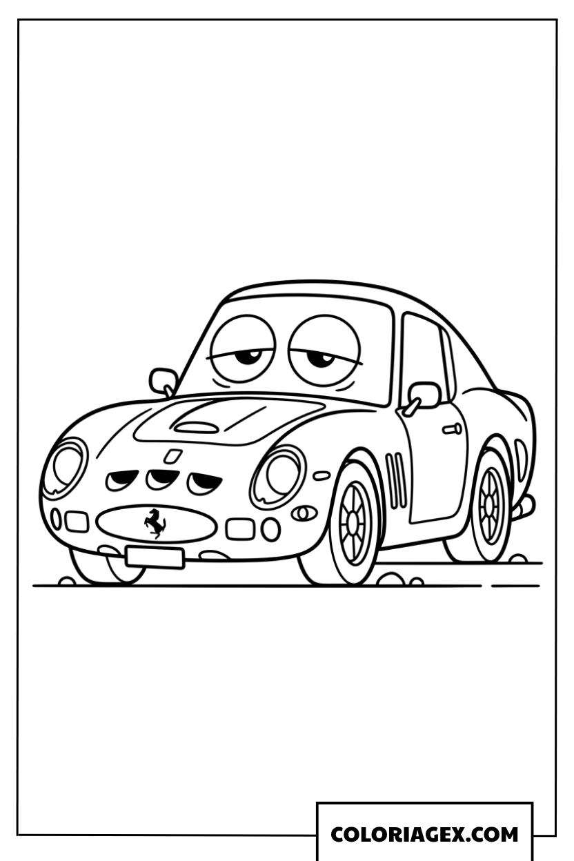 Dessin de la voiture Ferrari 250 GTO classique endormie