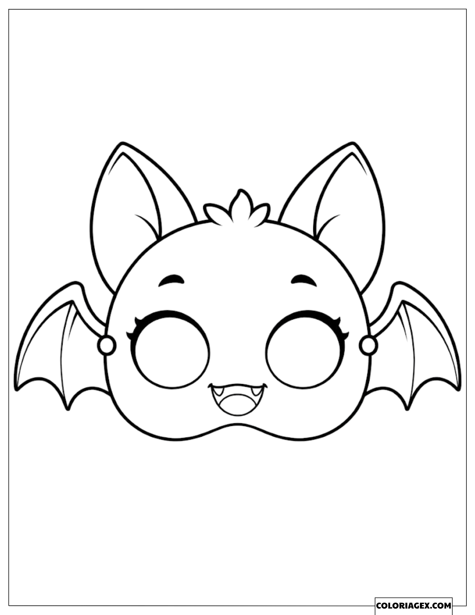 Dessin de masque de chauve-souris mignonne qui sourit pour le déguisement d'Halloween