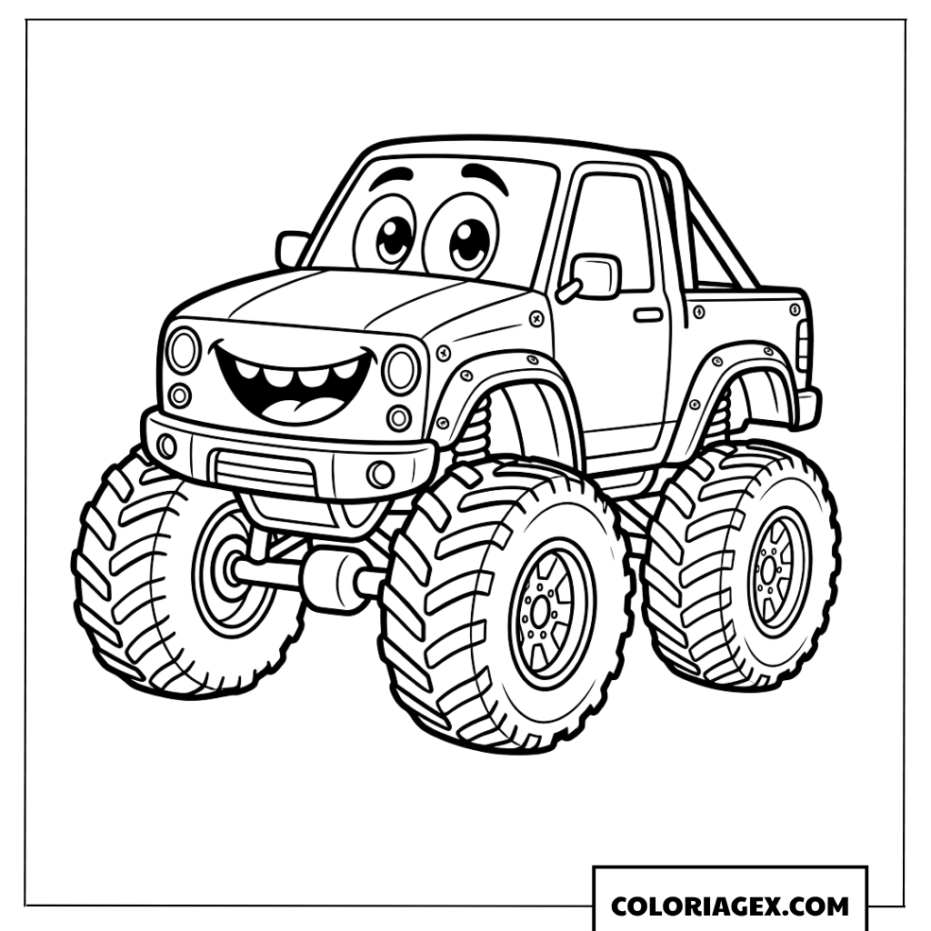 Dessin de monster truck mignon et facile