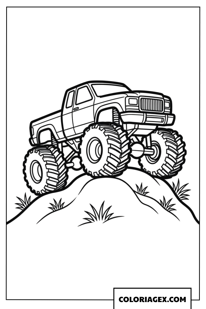 Dessin de monster truck tout terrain simple a colorier