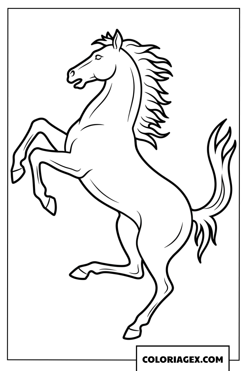 Dessin de silhouette du cheval cabre Ferrari a colorier