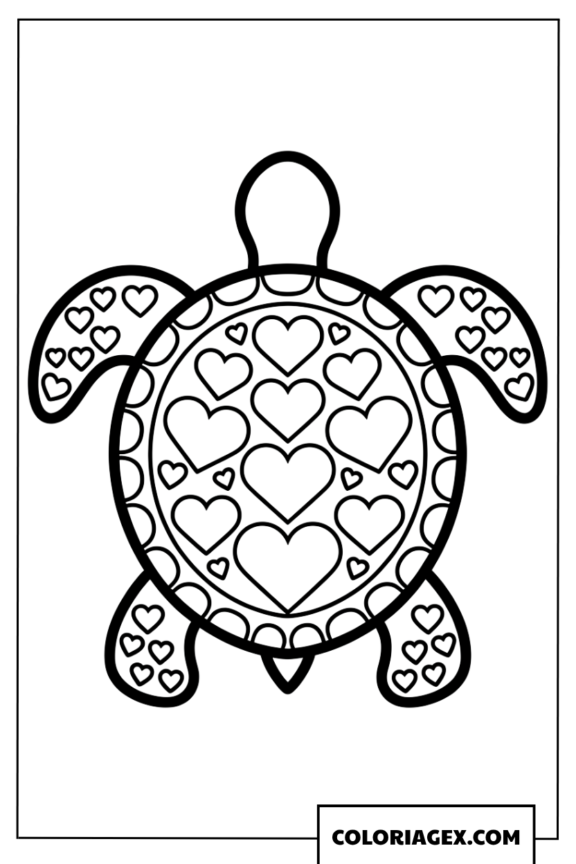 Dessin de tortue avec un motif de coeur adorable