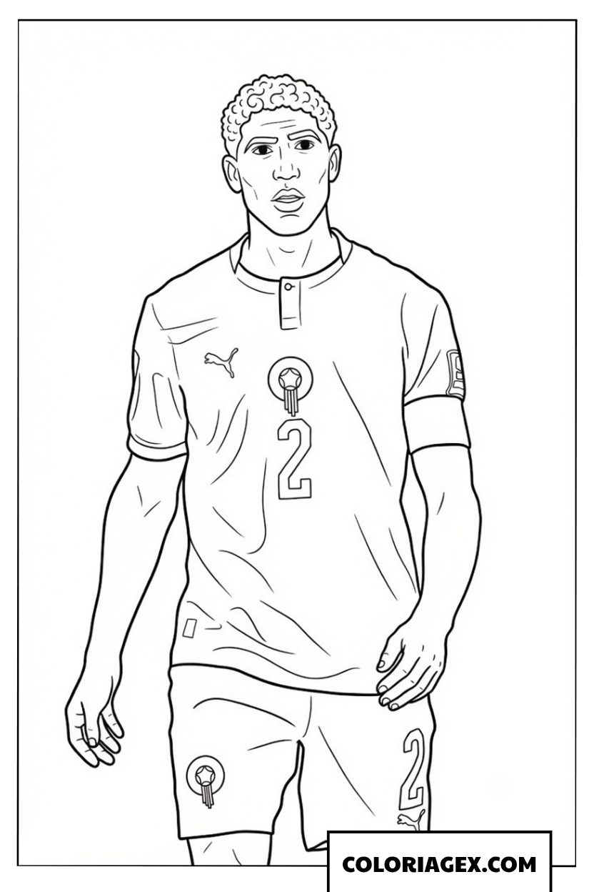 Dessin du portrait du joueur marocain numero deux