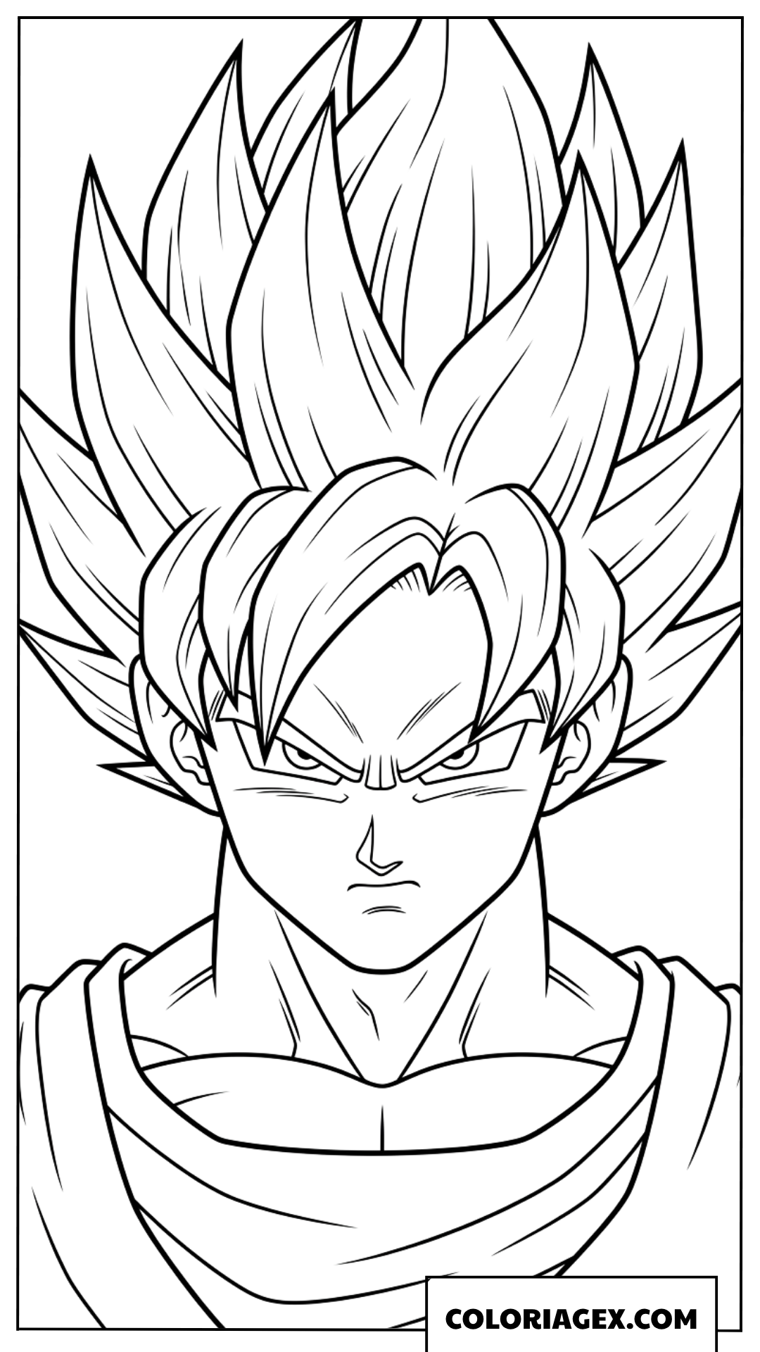Dessin du visage de Goku Super Saiyan determine