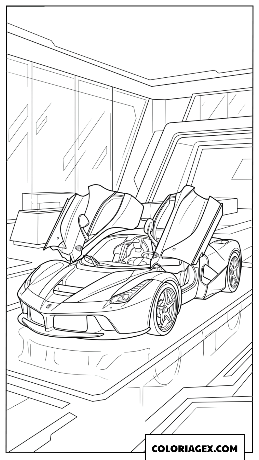 Dessin dune Ferrari LaFerrari avec portes papillon