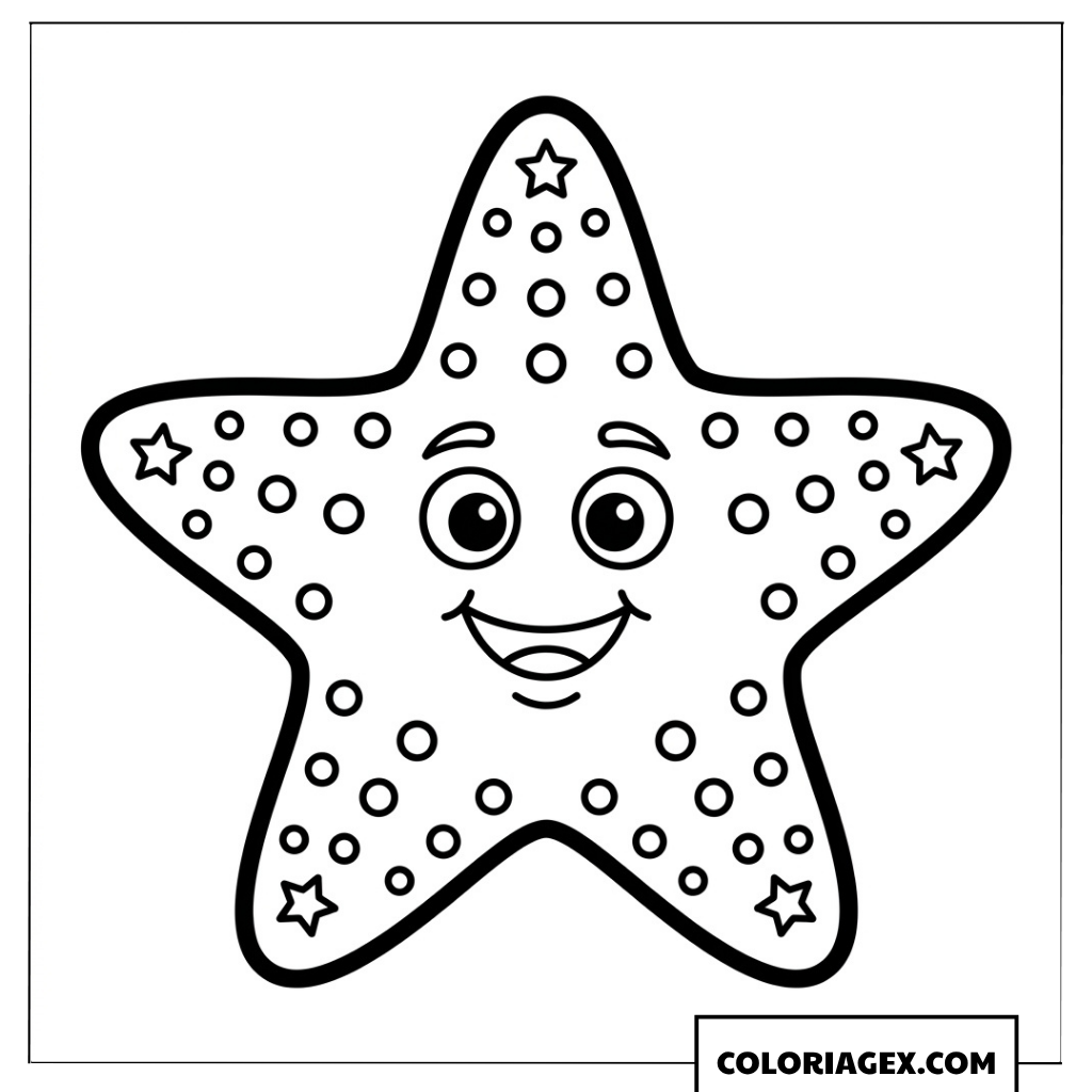 Dessin dune etoile de mer mignonne et souriante