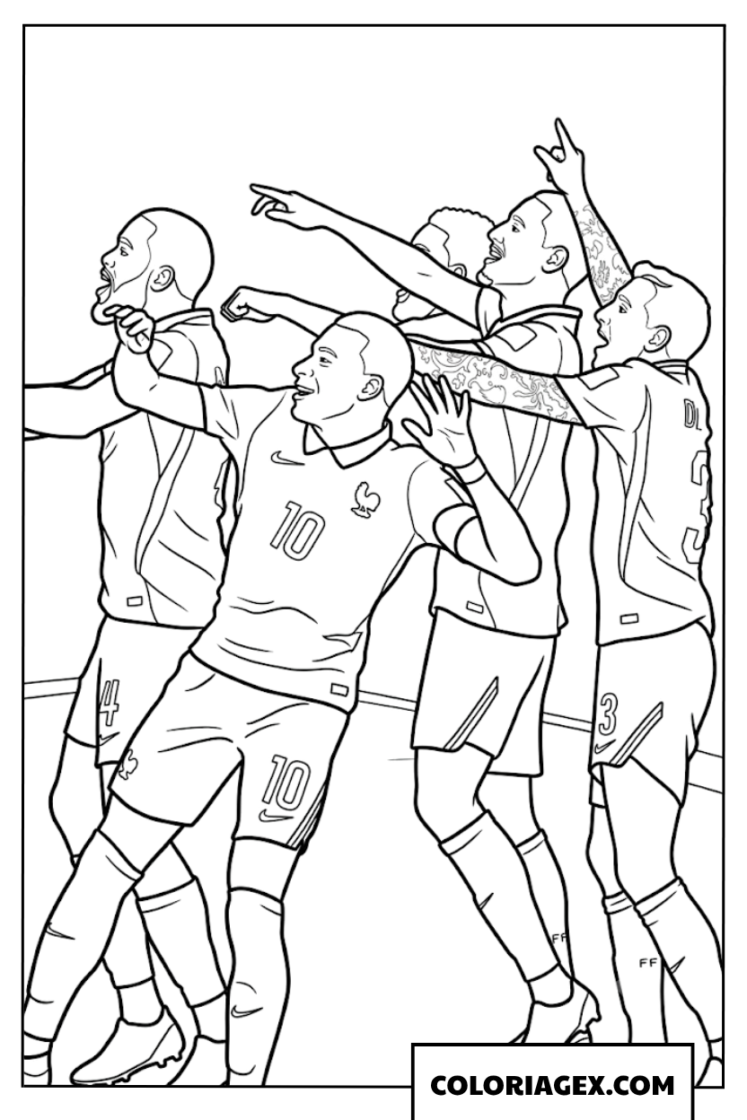 Dessin equipe de France celebre la victoire a colorier