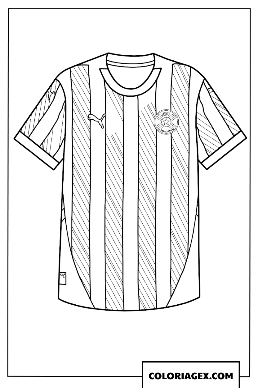 Dessin maillot de foot du Paraguay a colorier pour enfants