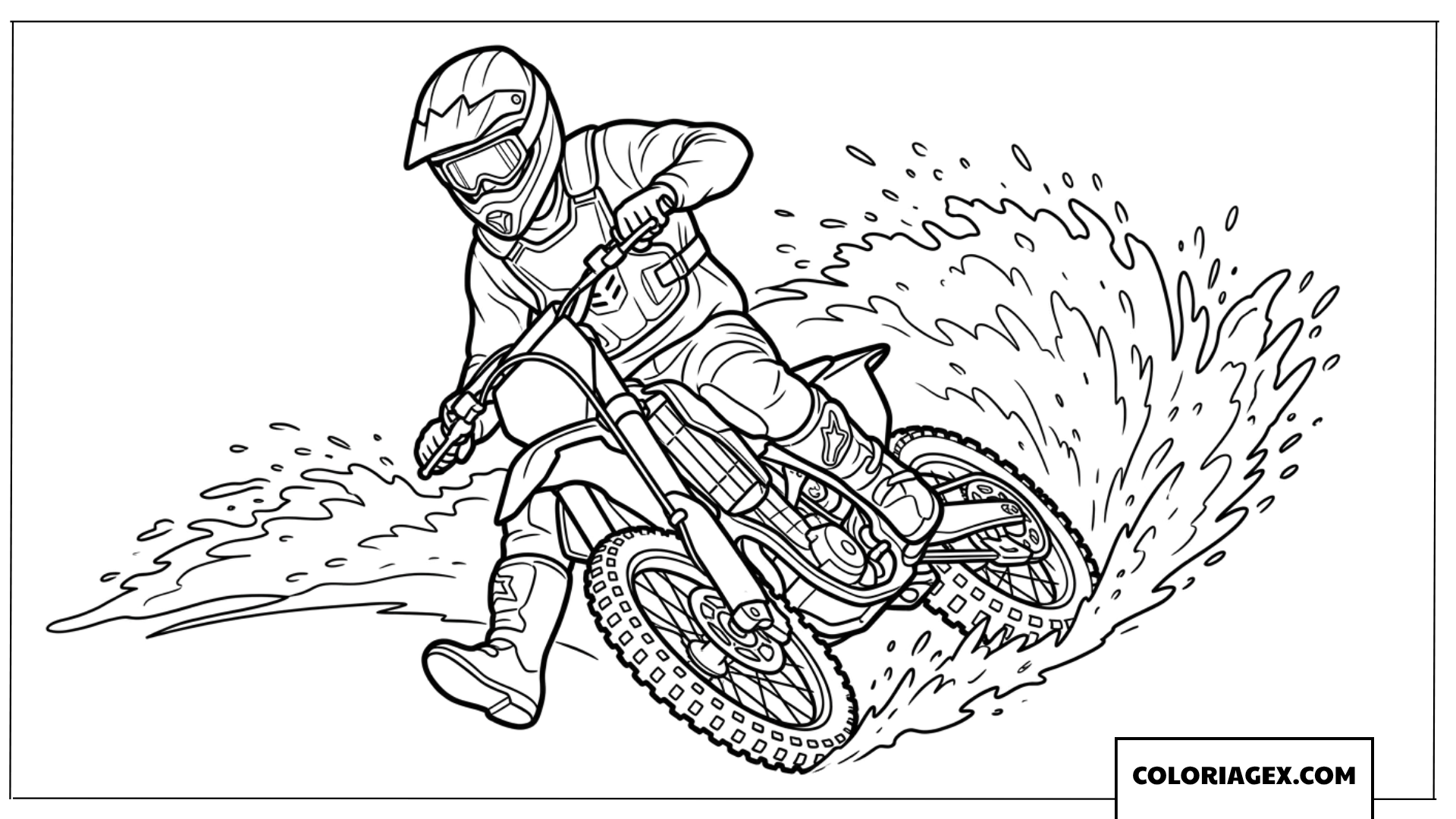Dessin pilote de motocross prenant un virage serre