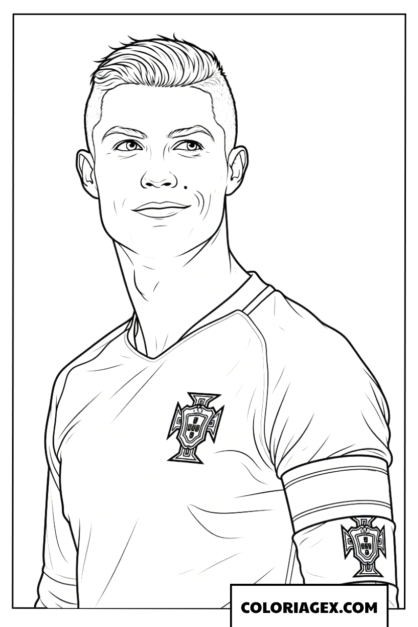 Dessin portrait de Ronaldo avec le brassard de capitaine