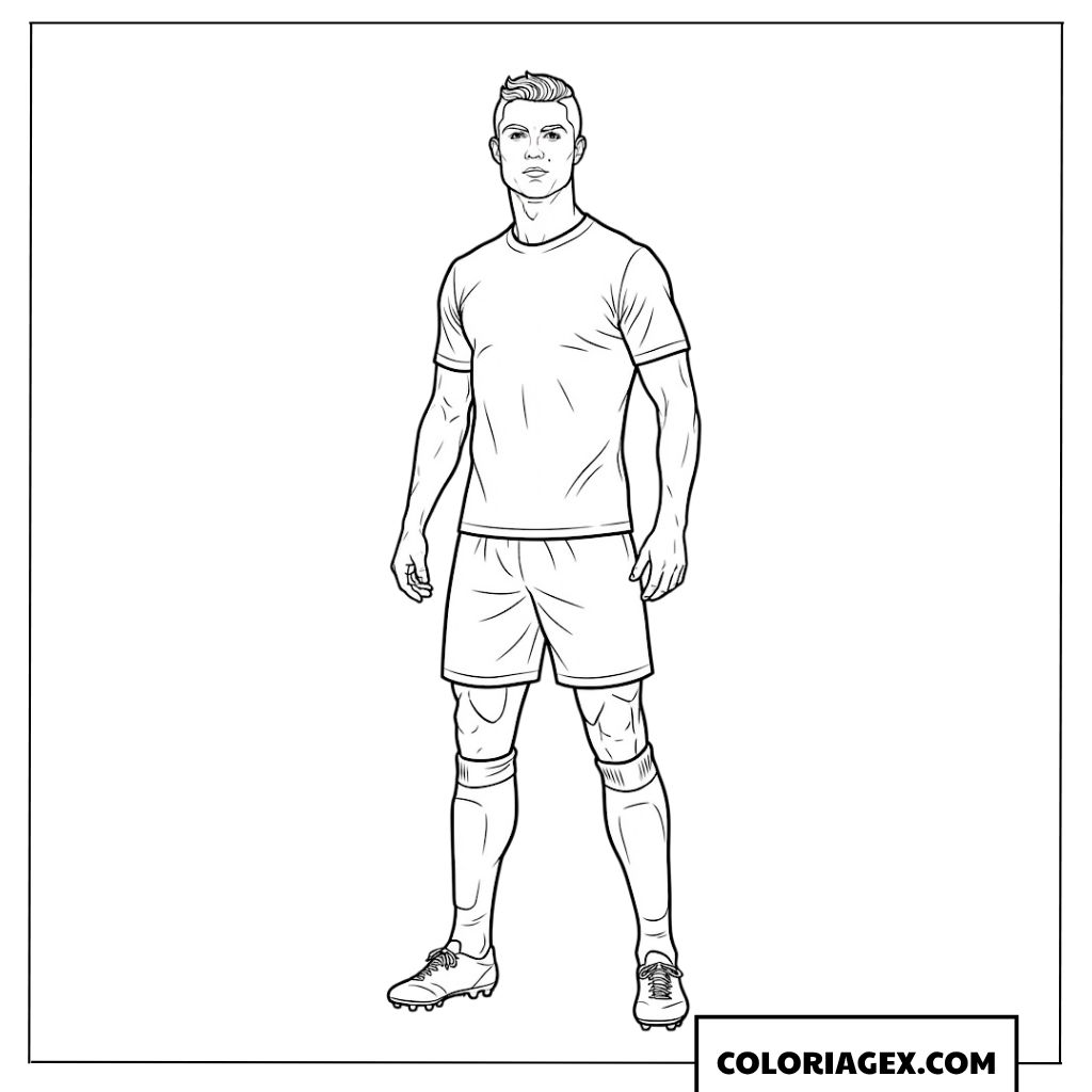 Dessin réaliste de Ronaldo debout avec assurance
