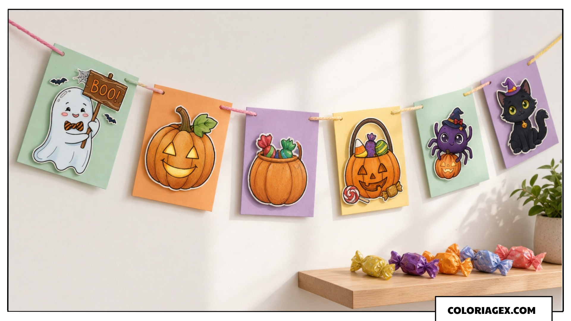 Guirlande d’Halloween un bricolage facile avec vos coloriages