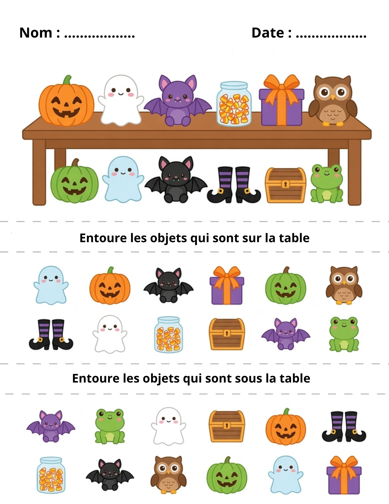 Jeu Halloween Difficile à Imprimer Sur ou Sous la Table Niveau 3