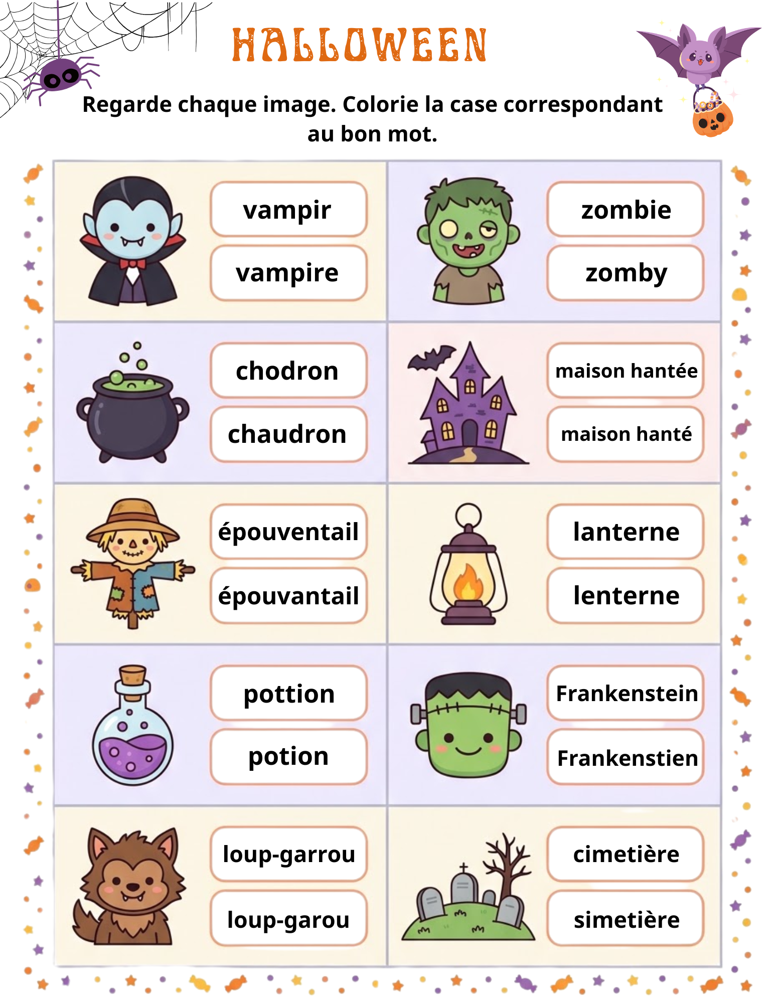 Jeu des mots d’Halloween niveau difficile
