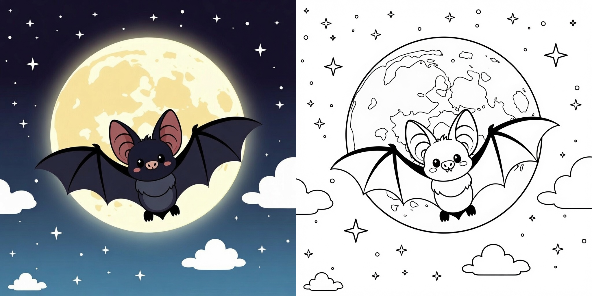 ft -  coloriage halloween chauve souris ft