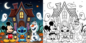 ft - coloriage halloween disney ft