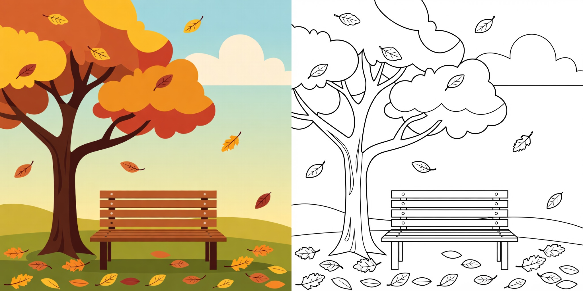 ft - coloriage paysage automne ft