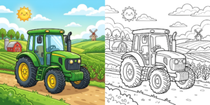 ft - Coloriage Tracteur de la Ferme ft
