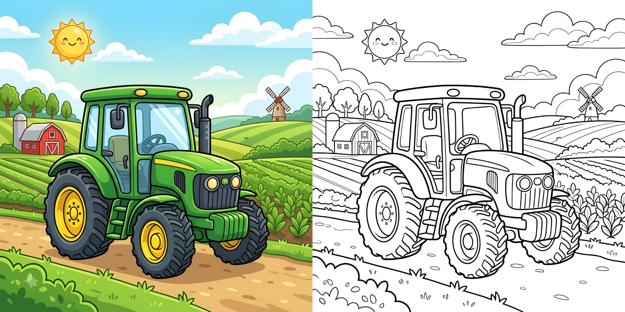 ft - Coloriage Tracteur de la Ferme ft