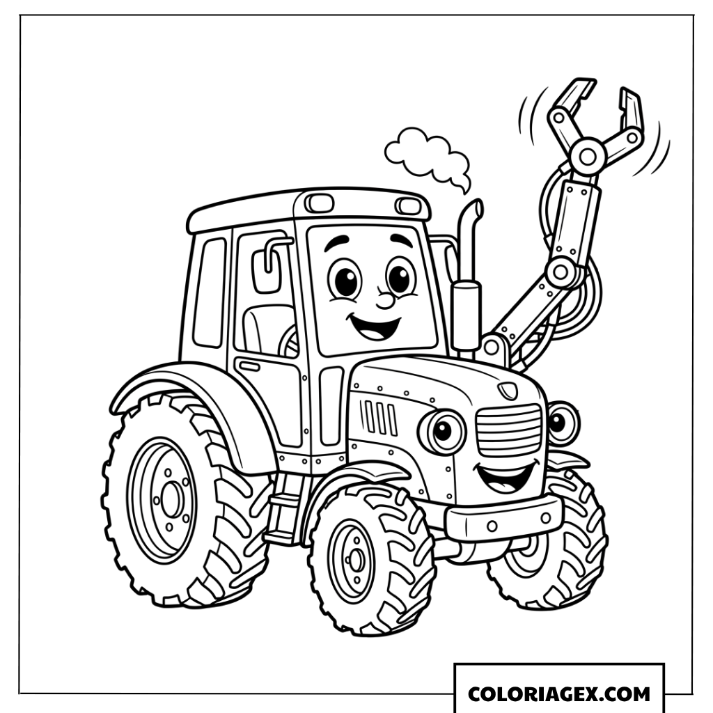 Dessin d'un tracteur avec un bras mécanique